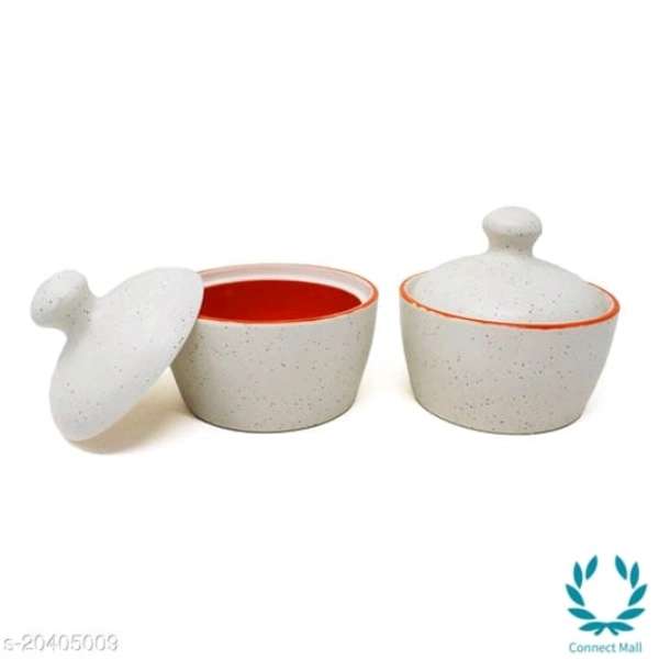 Handcrafted White Red Marble Ceramic Butter Pot with Lid - POT